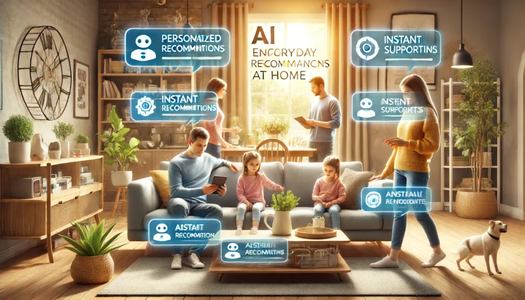 A modern office environment focused on supporting internal operations with AI chatbots. The image should show employees at their desks interacting